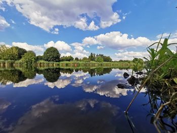 Scenic view of lake against sky