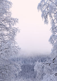 Scenic view of snow covered land against sky