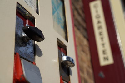 Close-up of red box