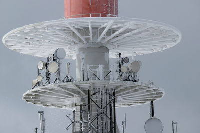 Low angle view of television tower against sky