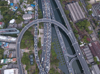 High angle view of elevated road in city