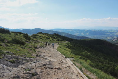 View of hikers on mountain