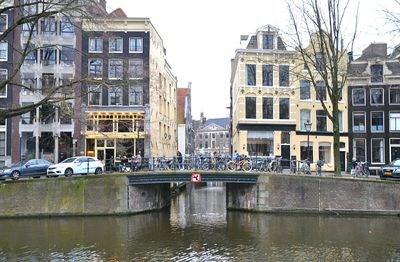 View of canal in city