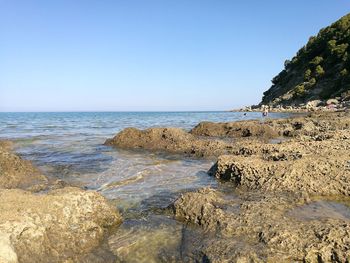 Scenic view of sea against clear sky