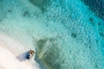 High angle view of man in swimming pool