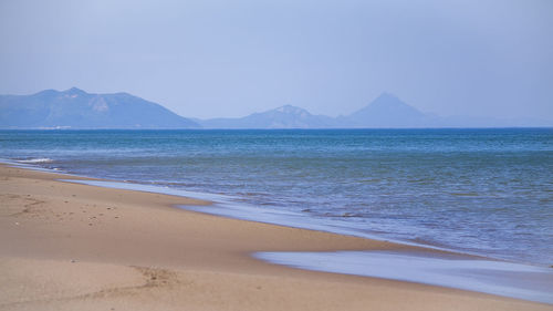 Scenic view of sea against clear sky