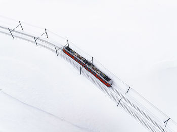 High angle view of ski on snow