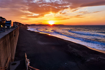 Scenic view of sea against sky during sunset