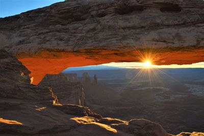 Scenic view of canyon against sky during sunset