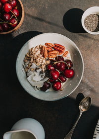 High angle view of fruits in bowl