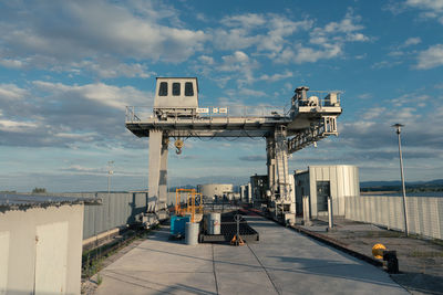 View of construction site with city in background