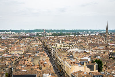 High angle view of buildings in city