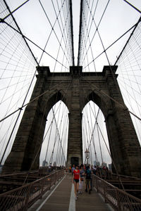 Low angle view of suspension bridge