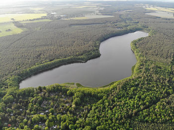 Aerial view of lake fängersee near strausberg, brandenburg. 