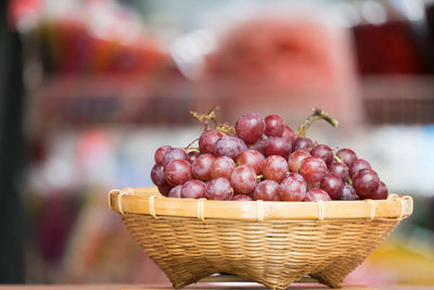 Close-up of grapes in basket