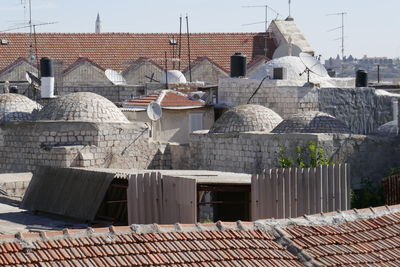 Houses in town against sky, jerusalem