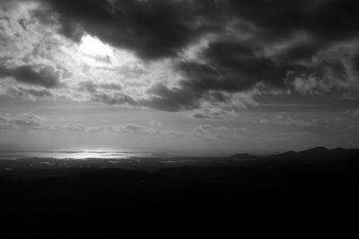 Scenic view of silhouette mountain against sky