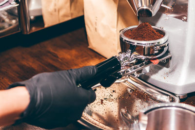 High angle view of preparing food