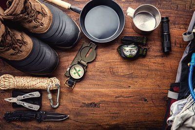 Directly above shot of personal accessories on table