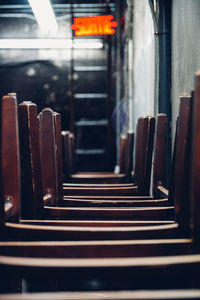 Close-up of chairs