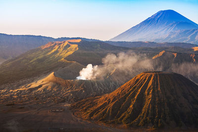 Aerial view of volcanic landscape