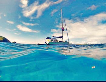 Boats sailing in sea