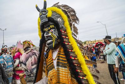 Rear view of woman wearing traditional clothing