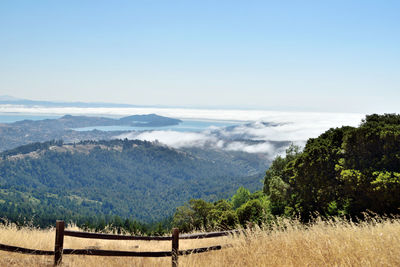 Scenic view of mountain range against clear sky