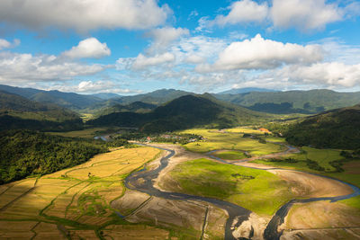 Scenic view of mountains against sky