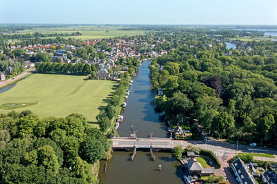 Aerial from the river vecht and loenen aan de vecht in the netherlands