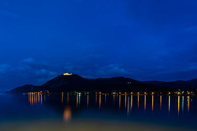 Scenic view of sea against sky at night