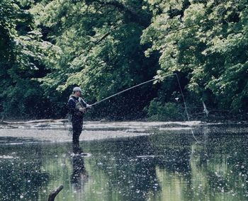 Fly fishing on the river 