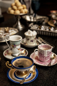 Close-up of coffee cup on table