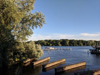 Scenic view of lake against sky