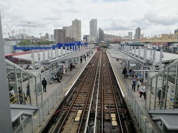 High angle view of railroad station platform