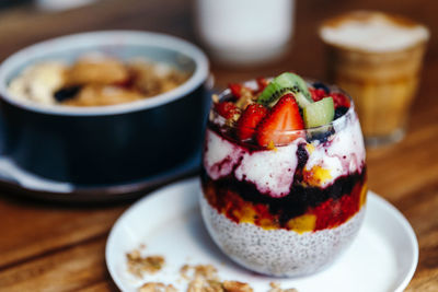 Close-up of dessert on table