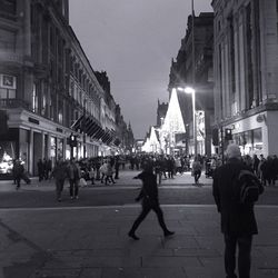 People walking on city street