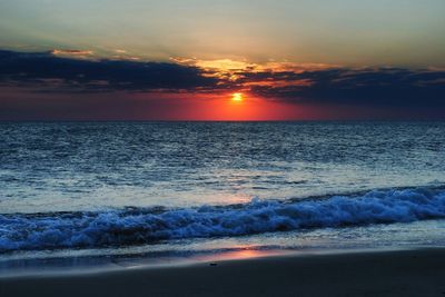 Scenic view of sea at sunset