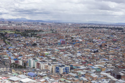 High angle shot of townscape against sky