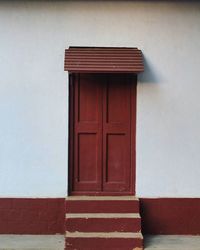 Closed door of building