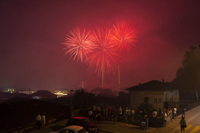 Firework display at night