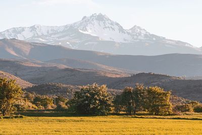 Scenic view of mountains against sky