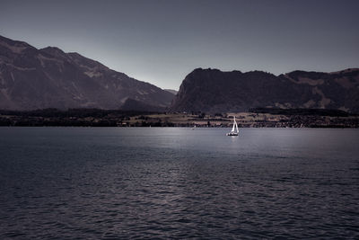 View of sailboat in sea