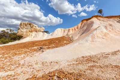 Panoramic view of arid landscape against sky