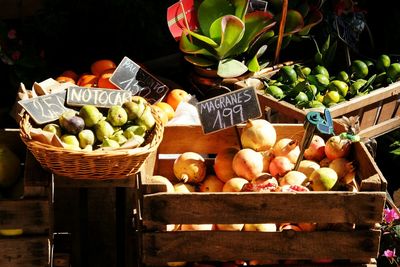 Fruits for sale at market stall
