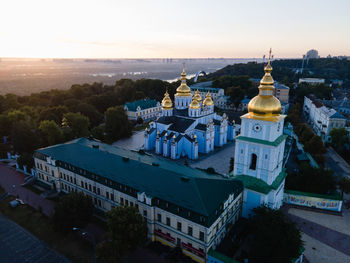 High angle view of buildings in city