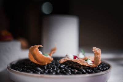 Close-up of food on table