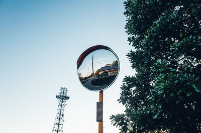 Low angle view of basketball hoop against sky