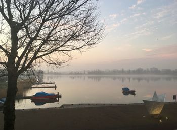 Scenic view of lake against sky