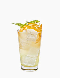 Close-up of drink against white background